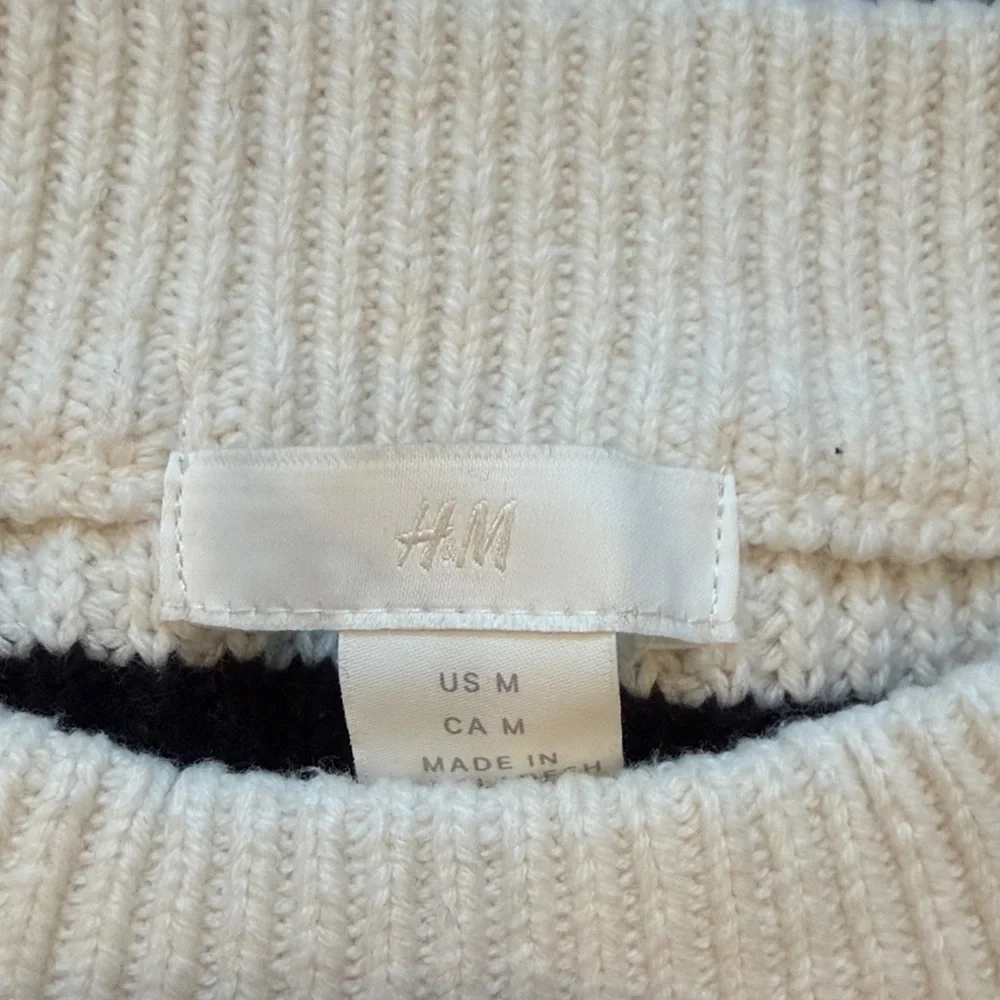 H&M Cream and Black Striped Crewneck Sweater - Picture 2 of 7